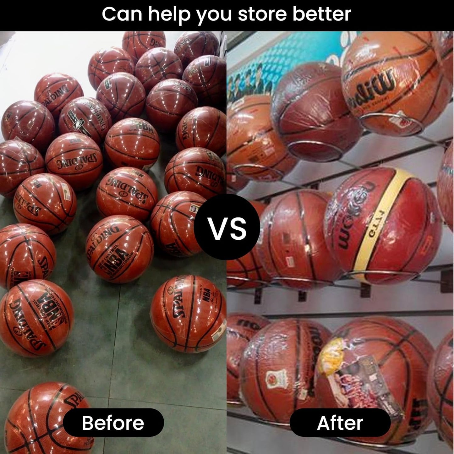 Wall Mount Sports Ball Holder Display for Medicine Ball, Basketballs, Volleyballs, Soccer Storage Rack