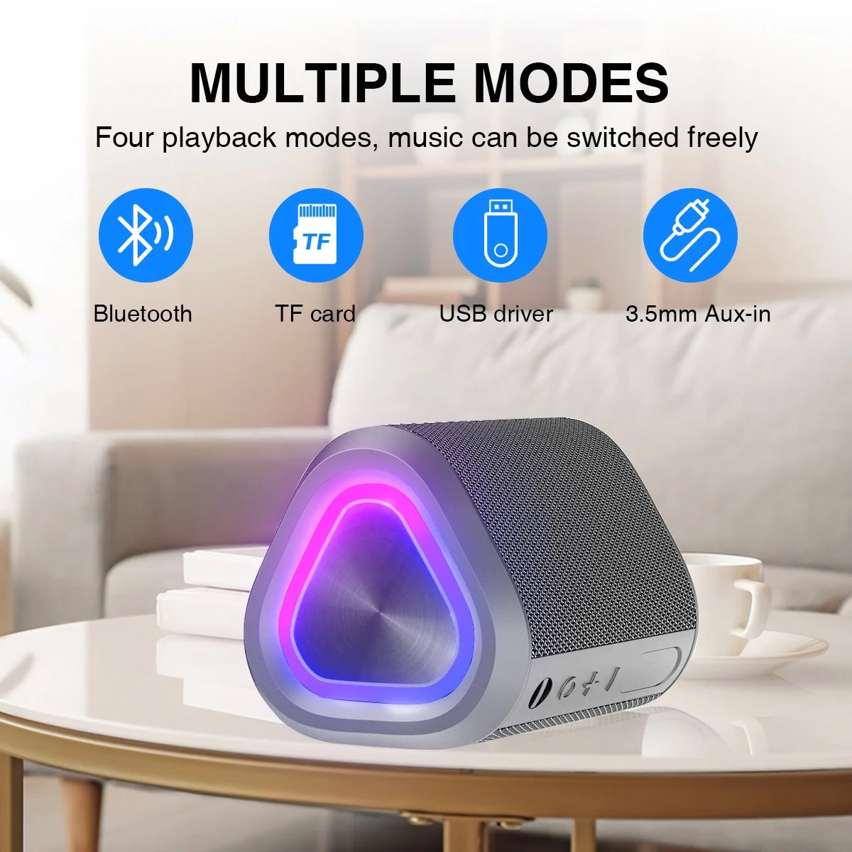 "Portable Bluetooth 5.0 Speaker – 24H Playtime, Stereo Bass, 100 Ft Range, IPX7 Waterproof Mini Wireless Speaker"