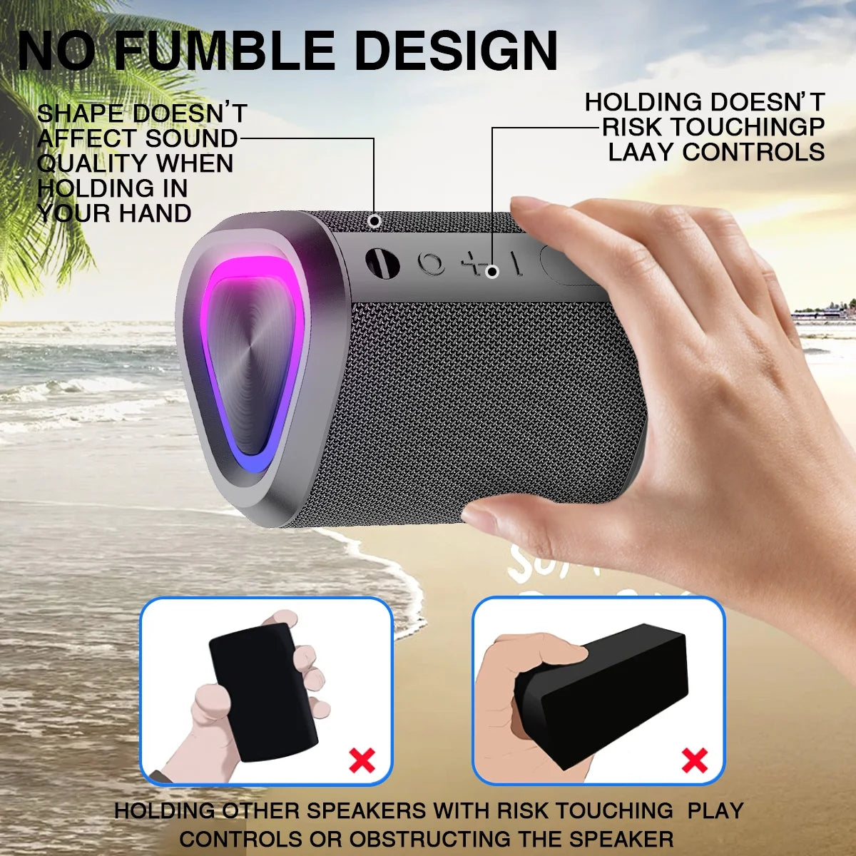 "Portable Bluetooth 5.0 Speaker – 24H Playtime, Stereo Bass, 100 Ft Range, IPX7 Waterproof Mini Wireless Speaker"